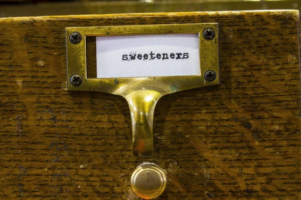 Close Up of a Sweetener Label in a Card Catalog I — Stock Photo, Image