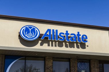 Muncie - Mart 2017 yaklaşık: Allstate sigorta Logo ve tabela. İkinci büyük kişisel hatları sigortacı bize II'de Allstate kuruluştur