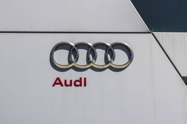 Indianapolis - Circa April 2017: Audi Automobile and SUV luxury car dealership. Audi is a member of the Volkswagen Group IV clipart