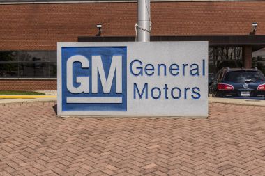 Marion - Nisan 2017 yaklaşık: General Motors Logo ve tabela bölümü imalatı Metal. GM bu fabrika 1956 III açtı.