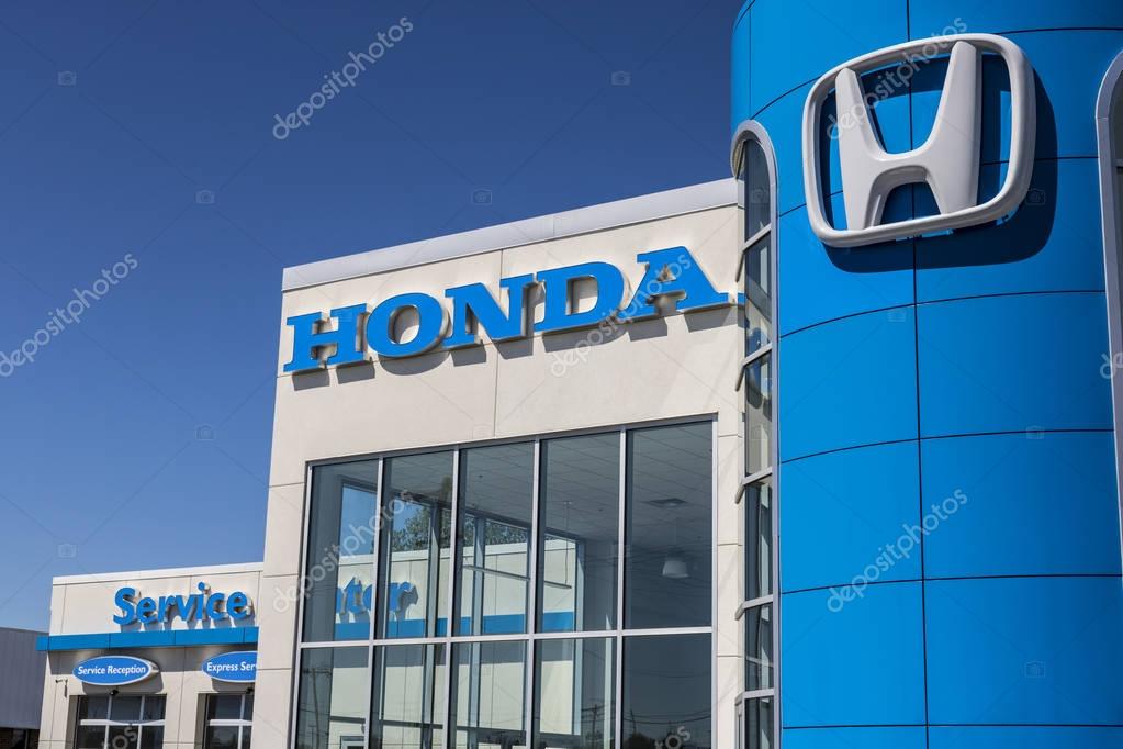 Indianapolis - Circa May 2017: Honda Motor Co. Logo and Sign. Honda Manufactures Among the Most Reliable Cars in the World VI