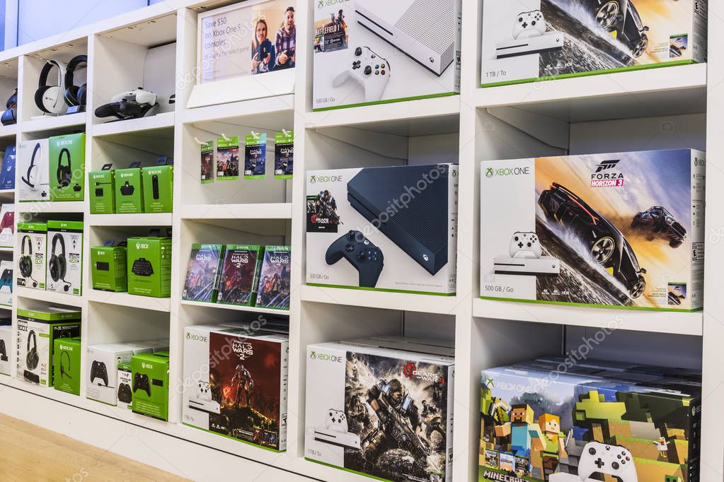 Cincinnati - Circa May 2017: XBOX One Consoles and accesories at a Microsoft Retail Technology Store VI