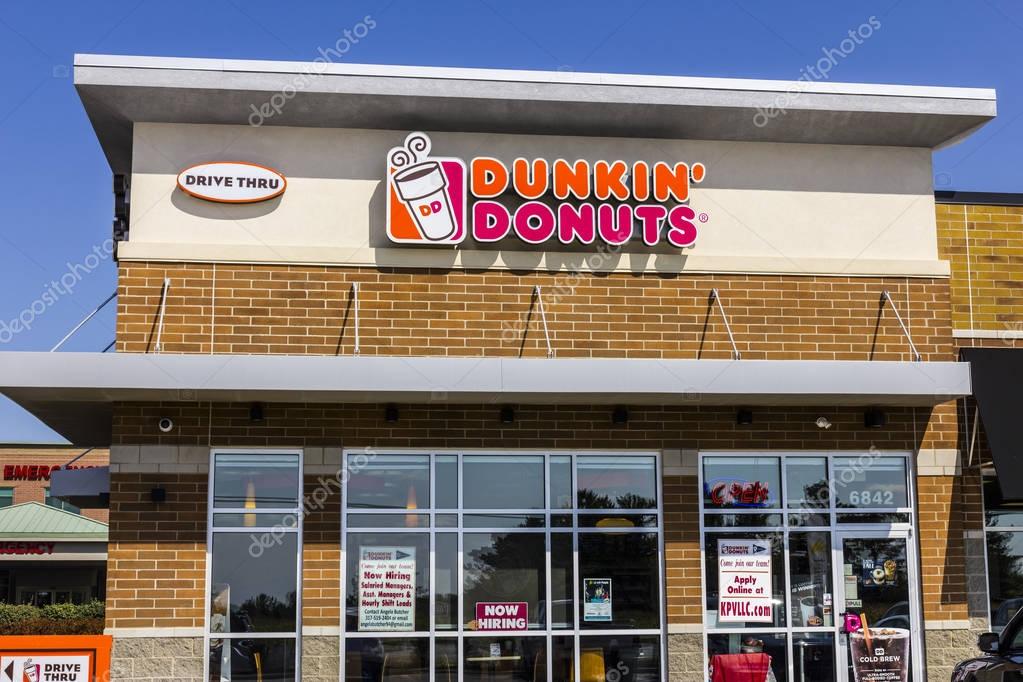 Zionsville - Circa September 2017: Dunkin' Donuts Retail Location. Dunkin' is America's favorite every day, all-day stop for coffee and baked goods XI