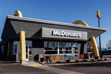 Lafayette - Circa February 2018: McDonald's Restaurant Location. McDonald's is a Chain of Hamburger Restaurants I clipart