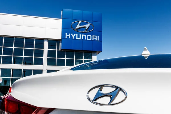 Indianapolis - Mart 2018 yaklaşık: Hyundai Motor Company Bayilik. Hyundai bir Güney Koreli çok uluslu otomotiv üreticisi II olduğunu — Stok fotoğraf