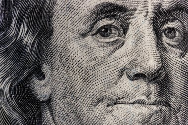 Bir yüz dolarlık banknot arka plan IV için on Ben Franklin portre