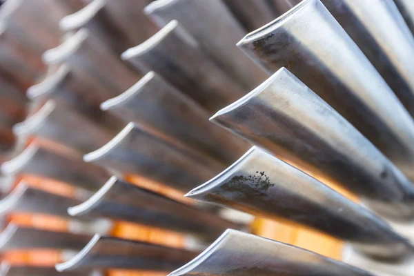 Air compressor turbine blades of an airplane turbojet jet engine. (SHALLOW Depth of Field) II — Stock Photo, Image