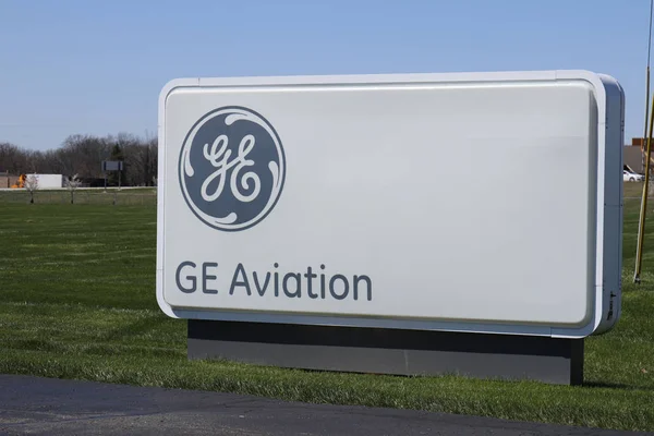 万达利亚-大约 2018年4月: 通用电气航空设施。Ge 航空是 Ge90 和飞跃喷气机引擎的供应商 I — 图库照片
