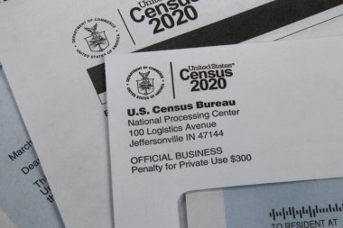 Census 2020 form. The census is the procedure of systematically acquiring and recording information about the members of a given population. clipart