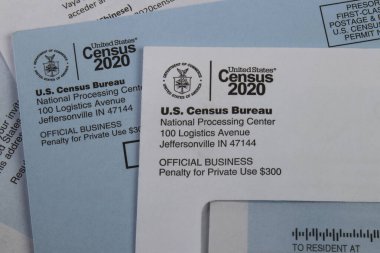 Census 2020 form. The census is the procedure of systematically acquiring and recording information about the members of a given population. clipart