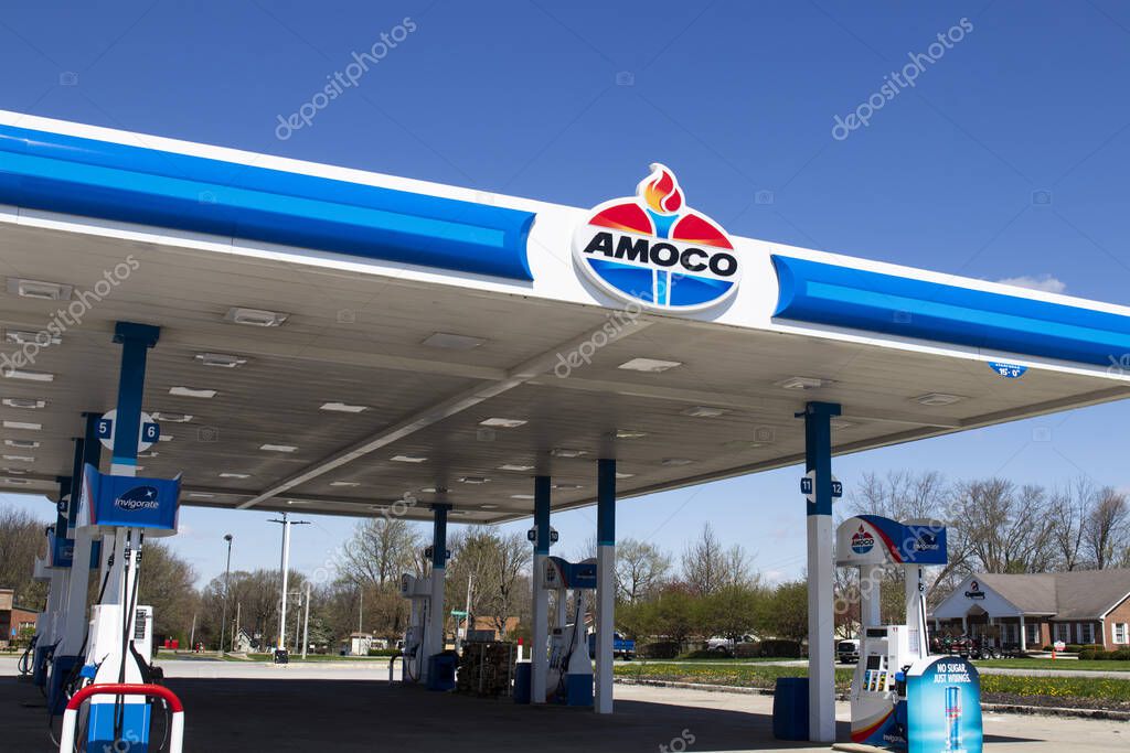 Noblesville - Circa April 2020: Amoco gas and fuel station. Amoco is a division of BP.