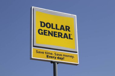 Indianapolis - Circa April 2020: Dollar General Retail Location. Dollar General is a Small-Box Discount Retailer. clipart