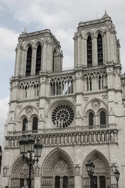 Paris Mai 2010 Fassade Von Notre Dame Paris Einem Bewölkten — Stockfoto