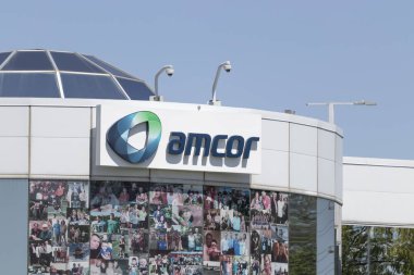 Terre Haute - Mayıs 2020: Amcor Flexibles Kuzey Amerika. Avustralya merkezli ambalaj şirketi Amcor en büyük ambalaj üreticisi..