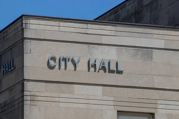 City Hall Silver Text Set Limestone Bricks — Stock Photo, Image