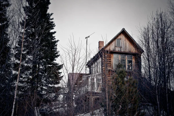 Ett Ensamt Hus Ett Hus Utkanten Eremit Mysig Tid Grå — Stockfoto