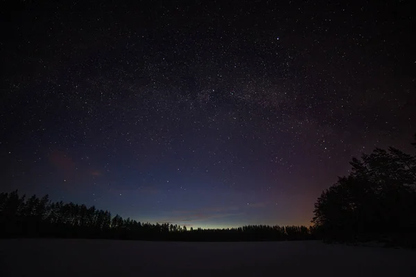 One million stars during the sunrise, Sweden. long exposure. Milky way — 스톡 사진