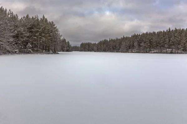 Frozen lake in Sweden during the winter months.