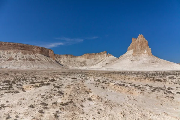 La meseta de Ustyurt. Distrito de Boszhir. El fondo de un océano seco Tetis. Restos rocosos. Kazajstán. enfoque selectivo — Foto de Stock