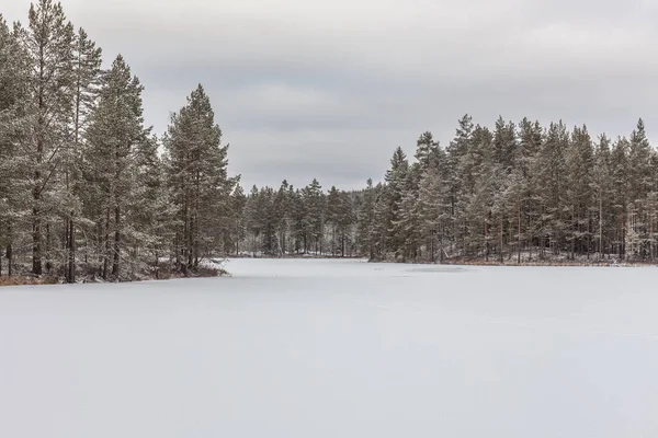 Frozen lake in Sweden during the winter months.