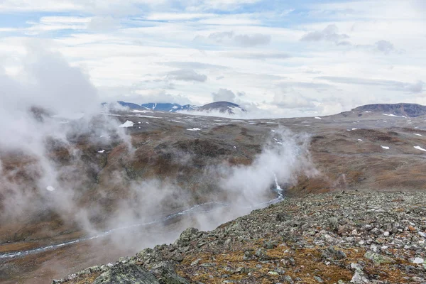 Pohled na národní park Sarek na podzim, Švédsko, selektivní zaměření — Stock fotografie