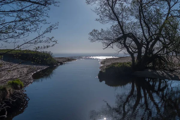 Чудовий вид на Балтійське море під час сходу сонця. зосередження уваги — стокове фото