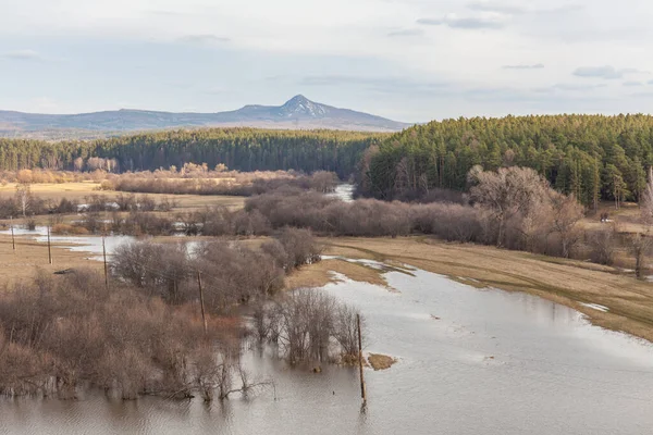 Весна затоплює російське село. Типовий феномен весняного сезону в Росії. зосередження уваги — стокове фото