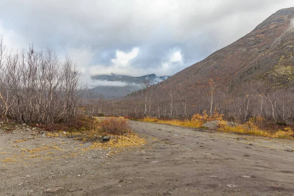 Poloostrov Kola, Rusko, tundra, barevná podzimní krajina. selektivní zaměření — Stock fotografie