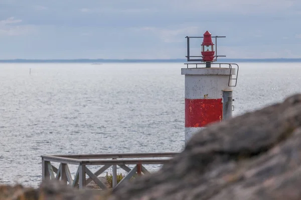 Paysage Marin Fjord Suédois Avec Petit Phare Sur Une Île — Photo