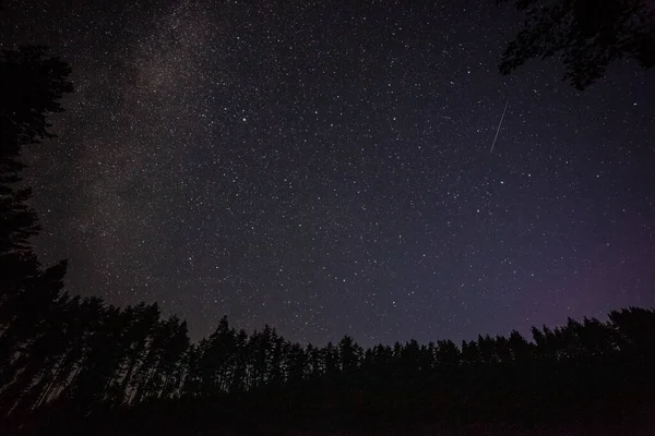 Millón Estrellas Por Noche Larga Velocidad Obturación Lluvia Meteoritos Vía —  Fotos de Stock