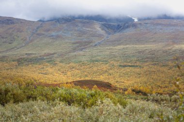 Laponya 'daki Sarek Ulusal Parkı Dağları, Sonbahar, İsveç, Seçici Odaklanma
