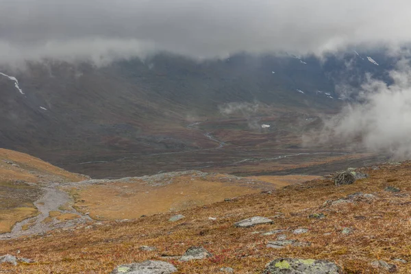 Montagne Del Sarek National Park Lapponia Autunno Svezia Focus Selettivo — Foto Stock