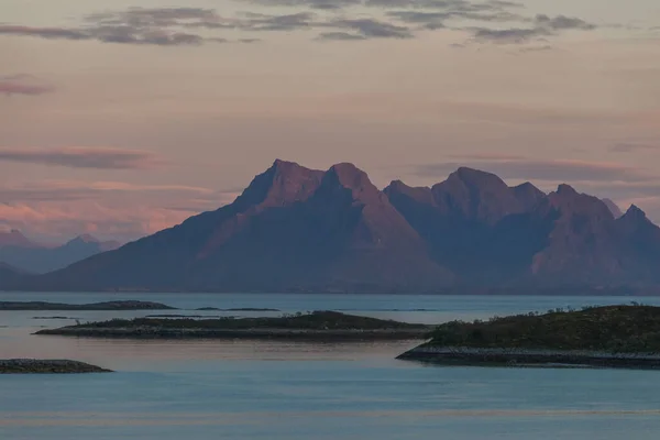 Coucher Soleil Spectaculaire Sur Les Îles Lofoten Norvège Paysage Automne — Photo