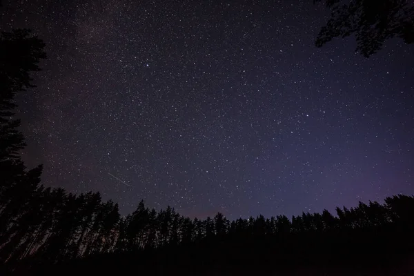 Million Étoiles Nuit Longue Vitesse Obturation Une Pluie Météorites Voie — Photo