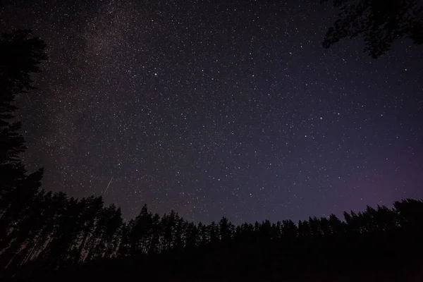 Millón Estrellas Por Noche Larga Velocidad Obturación Lluvia Meteoritos Vía — Foto de Stock