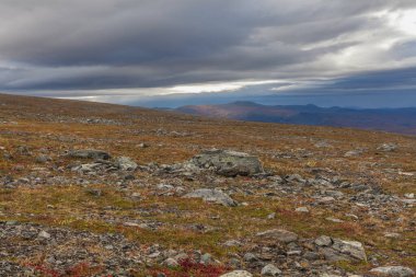 Laponya 'daki Sarek Ulusal Parkı Dağları, Sonbahar, İsveç, Seçici Odaklanma