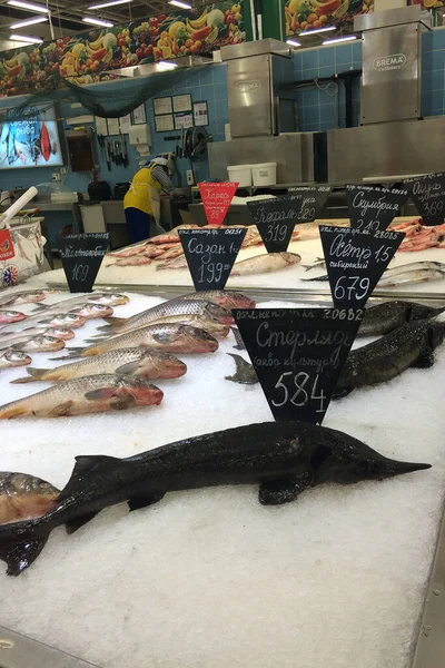 Estantes Tiendas Rusas Llenas Diferentes Peces —  Fotos de Stock