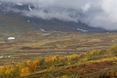 Laponya 'daki Sarek Ulusal Parkı Dağları, Sonbahar, İsveç, Seçici Odaklanma