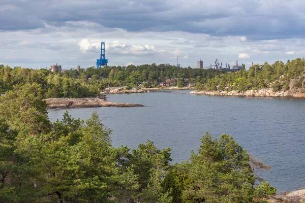 Obszar Przemysłowy Wybrzeżu Bałtyku Szwecja Ukierunkowanie Selektywne — Zdjęcie stockowe