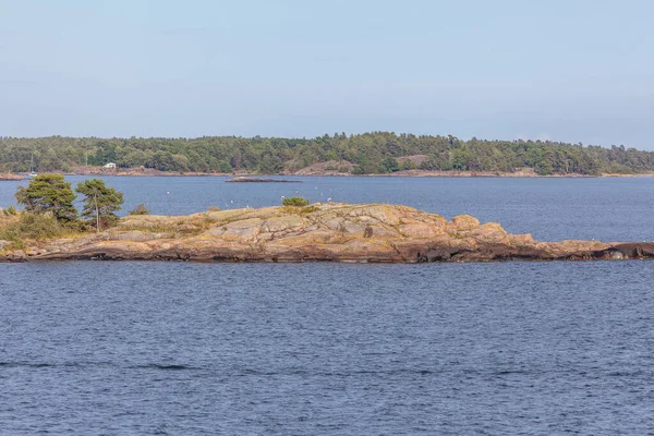 Vue Sur Côte Suédoise Une Mer Baltique Avec Gros Nuages — Photo