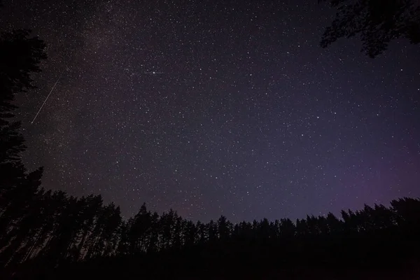 Millón Estrellas Por Noche Larga Velocidad Obturación Lluvia Meteoritos Vía — Foto de Stock