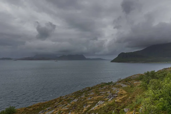 Lenyűgöző Kilátás Nyílik Fjordra Norvégiában Színes Reggeli Jelenet Norvégiában Szépség — Stock Fotó