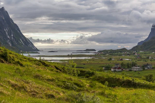 Lofoten Summer Landscape Lofoten Архіпелаг Окрузі Нордланд Норвегія Відомий Характерний — стокове фото