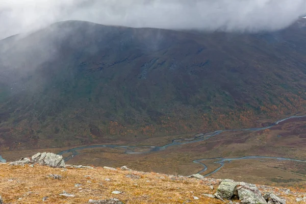Впечатляющий Вид Горы Национального Парка Сарек Шведской Земле Селективный Фокус — стоковое фото
