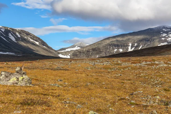 Sonbaharda Sveç Kuzeyinde Sarek Ulusal Parkı Seçici Odaklı — Stok fotoğraf