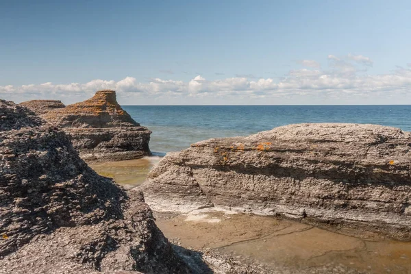 Formaciones Costeras Piedra Caliza Raukar Byrum Isla Sueca Oland Isla — Foto de Stock