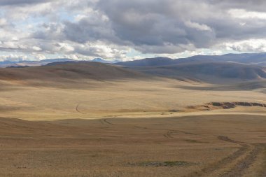 view of grassland of Mongolia. Mongolia landscape. Altai mountains clipart