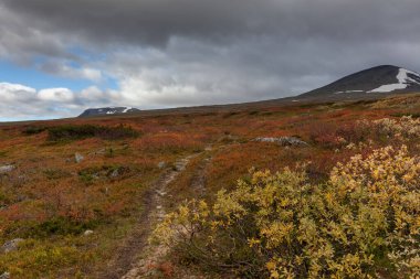 Laponya 'daki Sarek Ulusal Parkı Dağları, Sonbahar, İsveç, Seçici Odaklanma