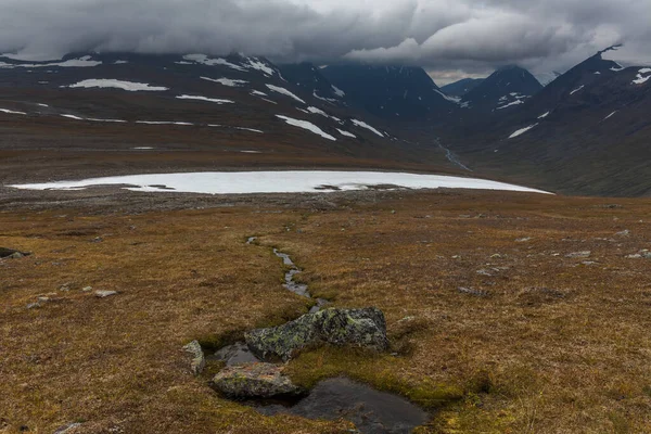 Beautiful Wild Nature Sarek National Park Sweden Lapland Snow Capped — 스톡 사진