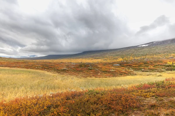 Vista Vale Norte Suécia Sarek National Park Clima Tempestuoso Outono — Fotografia de Stock